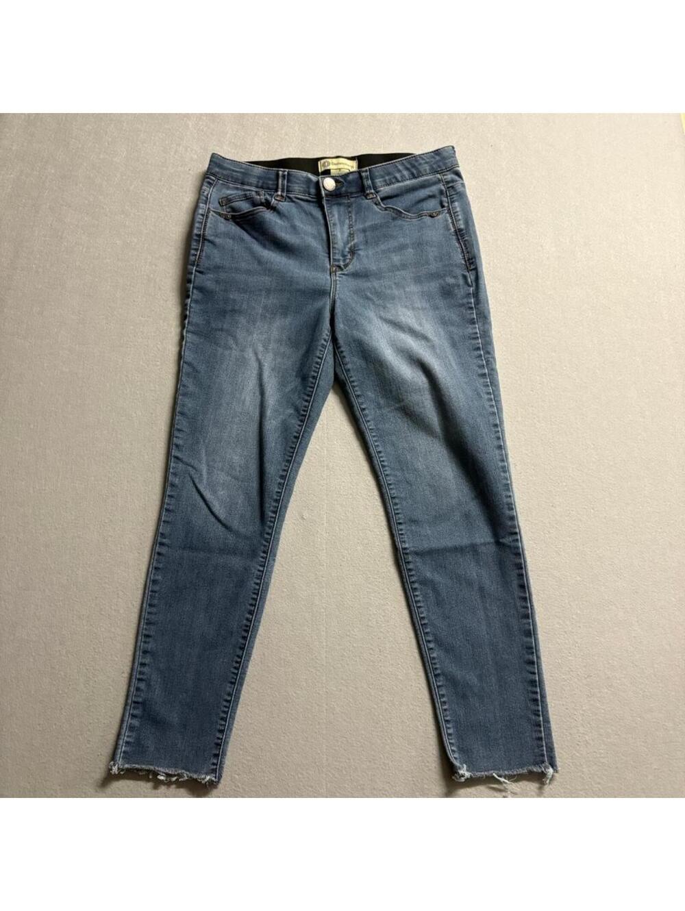 Democracy Ab Technology Skinny Jeans Womens Size 8 Blue Raw Hem Stretch Denim